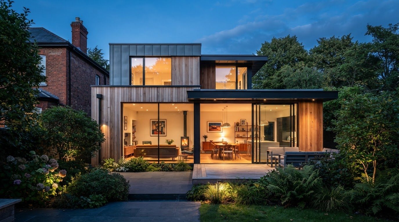 Contemporary residential extension and renovation detail for homes in North Wicklow